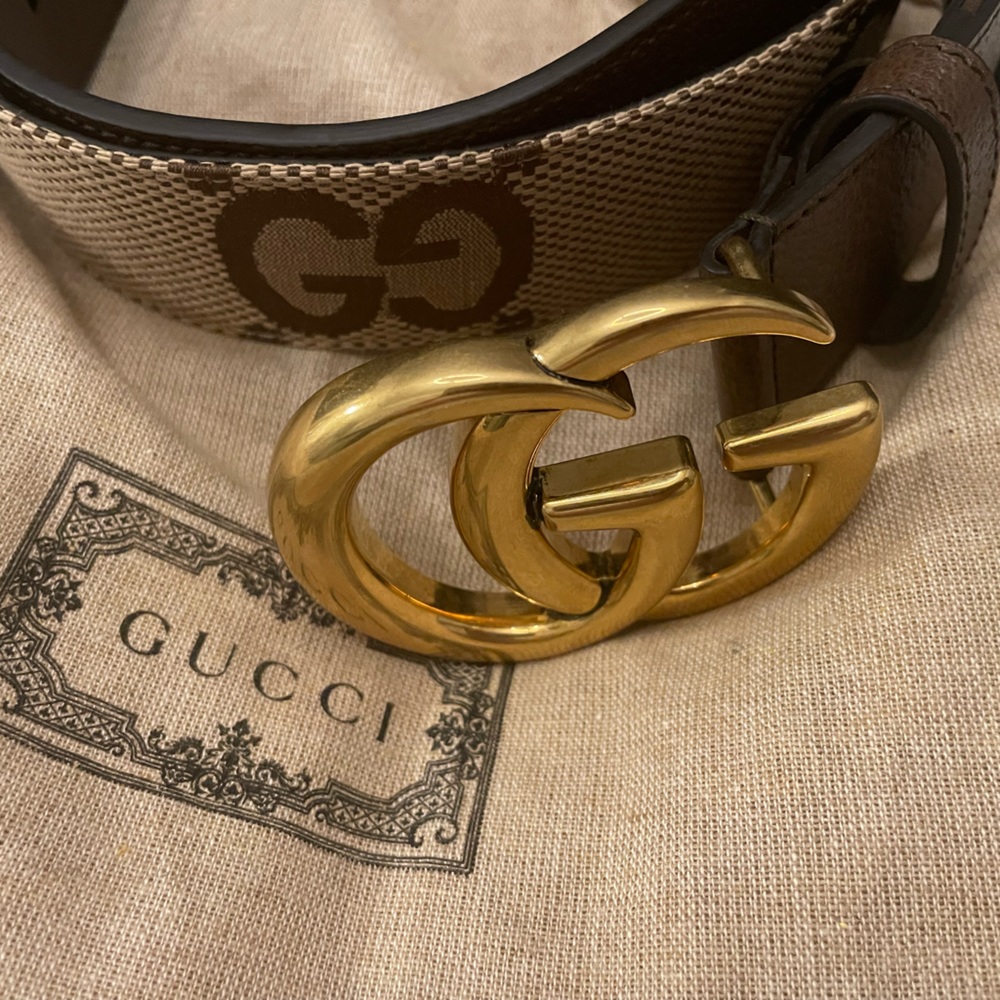 GG canvas camel Marmont belt